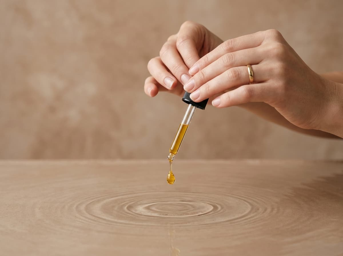 Hands with natural oils and dropper